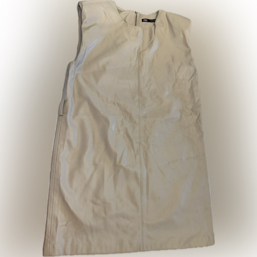 Zara Cream Leather Dress Luxurious Feel Women’s Size Med